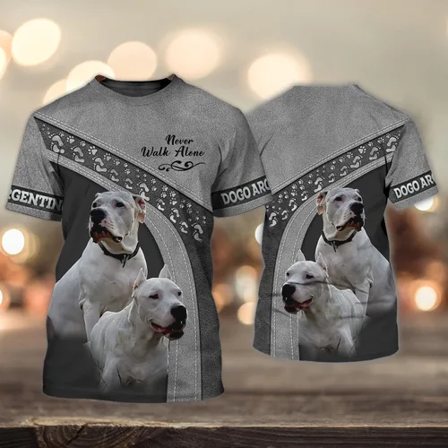 Vista 2 de Camiseta personalizada con estampado 3D de perros, camisetas de manga corta con fotos personalizadas para hombres, mujeres, cumpleaños