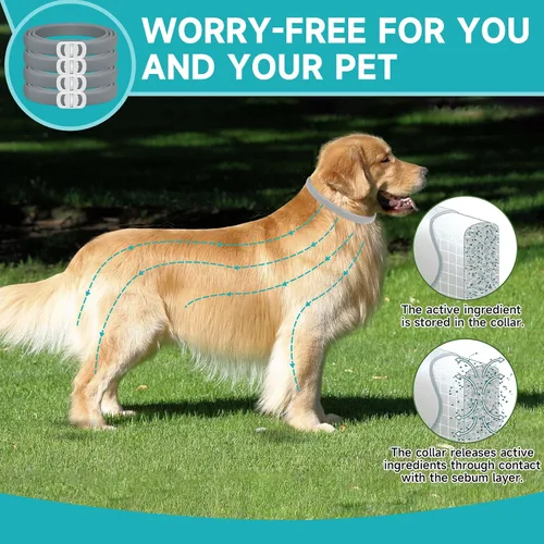 Vista 5 de Prevención de pulgas y garrapatas para perros, paquete de 4 collares