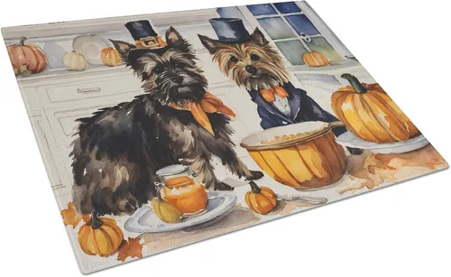 Vista 30 de Caroline's Treasures DAC1720LCB Affenpinscher - Tabla de cortar de vidrio con calabazas para cocina de otoño, grande, decorativa, de vidrio