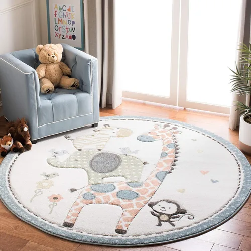 Vista 9 de SAFAVIEH Carousel Kids Collection - Alfombra decorativa de 2 x 3 pies, color marfil, diseño animal, no desprende pelusa y de fácil cuidado, ideal