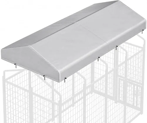 Vista 7 de ROOMTEC 10 x 10 FT Outdoor Dog Kennel Cover, Replacement Canopy Only Silver, 210D Coated Oxford, Waterproof, UV, 18 Secure Fasteners, Designed for