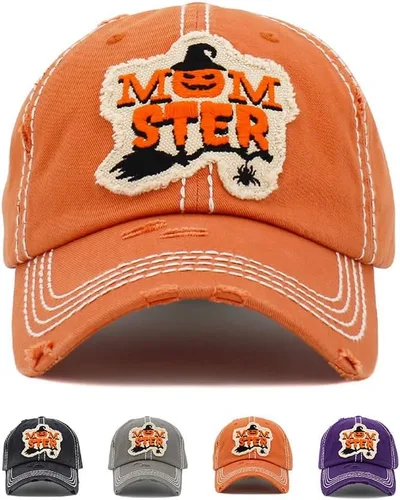 Vista 2 de Gorra de béisbol de Halloween desgastada vintage de moda, ajustable, unisex