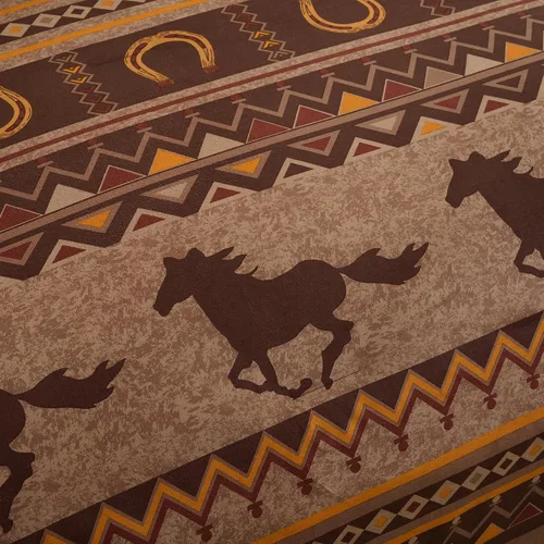 Vista 6 de Chezmoi Collection Sedona - Juego de edredón de microgamuza de 7 piezas Southwestern Wild Horses (Matrimonial)