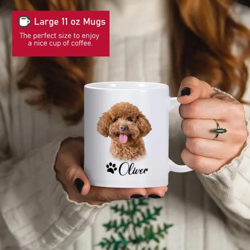 Vista 6 de Taza personalizada con foto de perro, taza de perro personalizada, taza de retratos de mascotas personalizada, tazas con nombre personalizado