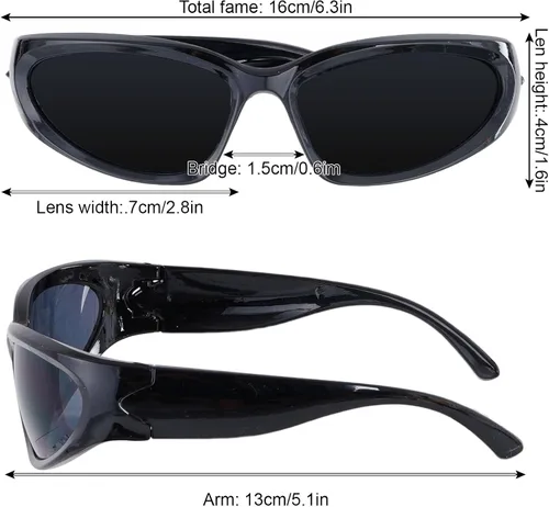 Vista 2 de Nydotd Paquete de 3 lentes de sol Y2K envolventes de moda para mujeres y hombres, gafas de sol para rave, futuristas, deportes, sombras frescas