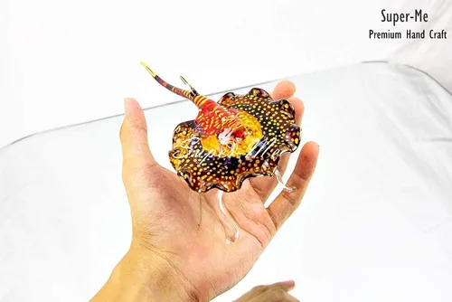 Vista 4 de Stingray on Base - Figura de acuario (cristal soplado a mano)