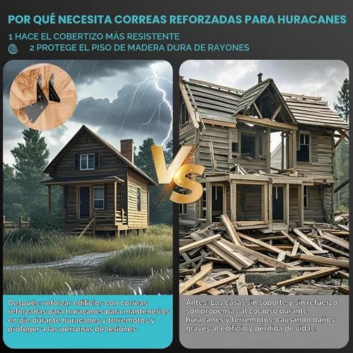 Vista 7 de 10 piezas de bridas para huracanes negras resistentes para vigas, correas para techos de huracanes de calibre 13, espesor de 2.2mm, ajustables
