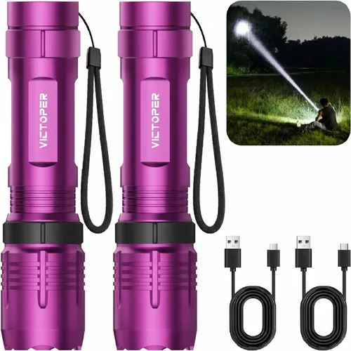 Vista 16 de Victoper Linternas LED Rojas, linterna táctica recargable de alto poder y alto lúmen súper brillante, 5 modos, con zoom, impermeable, luces de flash