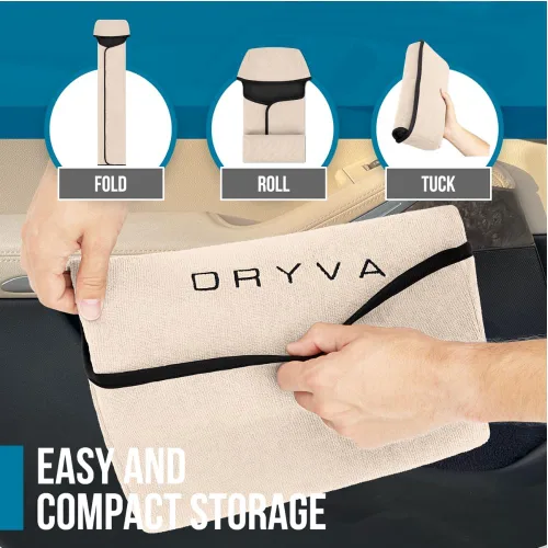 Vista 3 de Dryva Asiento - Toalla de microfibra premium para asiento de automóvil, impermeable y resistente al sudor, ajuste universal, lavable a máquina, Beige