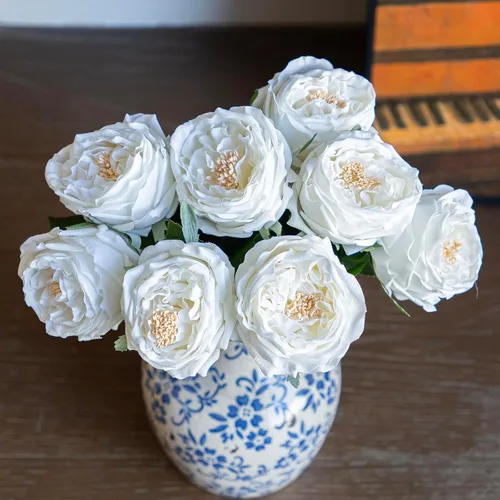 Vista 16 de DUYONE Fake Flowers for Decoration Home Decor Soft Touch Artificial Flowers Austin Rose Peony Latex Fake Flower Living Room Decoration Vivid Pink