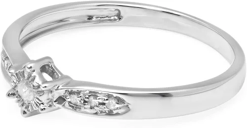 Vista 2 de Dazzlingrock Collection Anillo de compromiso de plata de ley con diamantes redondos de 0,05 quilates