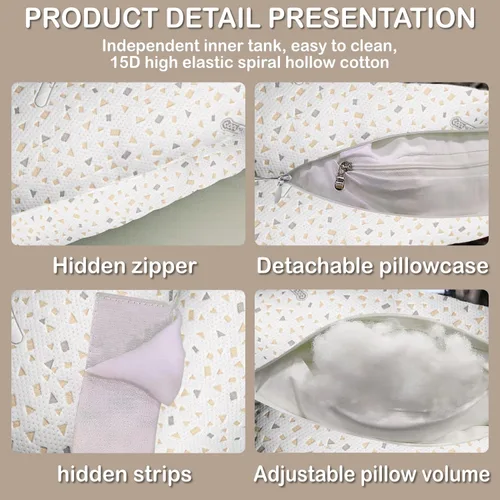 Vista 12 de Almohada de embarazo para dormir, almohada de maternidad con soporte para caderas, espaldas, piernas, almohada de maternidad con funda desmontable