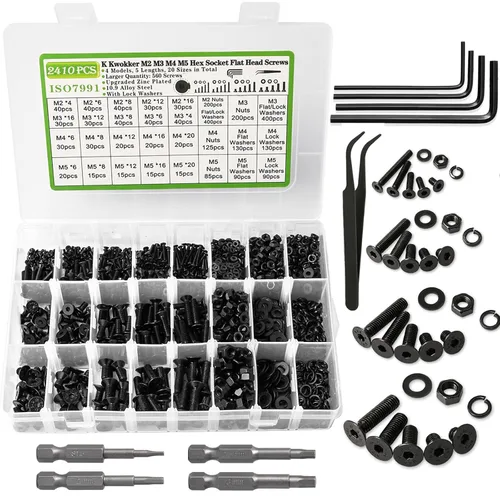 Vista 13 de Juego de 2410 piezas de tuercas y pernos M2 M3 M4 M5, pernos métricos de cabeza hexagonal con botón de 4 mm a 20 mm, pernos y tuercas de acero