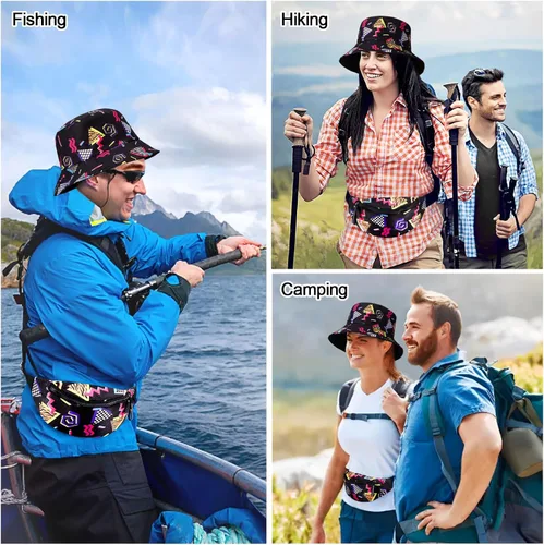 Vista 6 de Riñonera de los años 80 y 90, 2 unidades, bolsa de cintura para sombrero de pescador, traje retro de los años 80 y 90, accesorios de moda