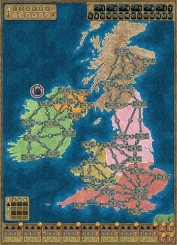 Vista 2 de Rio Grande Games Juego de mesa de estrategia de expansión de red eléctrica Europa del norte Reino Unido Irlanda Recargado
