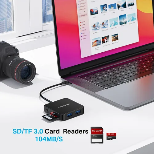 Vista 6 de Hub USB C, concentrador USB tipo C multipuerto con HDMI 4K, entrega de potencia de 100 W 3 puertos USB 3.0 1 puerto tipo C 3.0 Adaptador