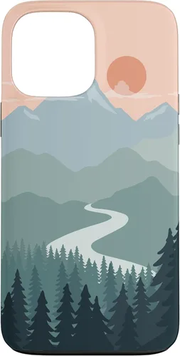 Vista 24 de Boho Chic Pines Forest Mountains Landscape Minimal Sunset Case for iPhone 16