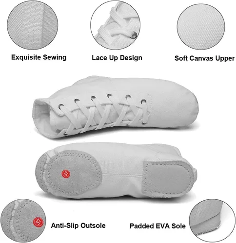 Vista 2 de MSMAX Botas de jazz para niñas, zapatillas de baile con cordones para niños