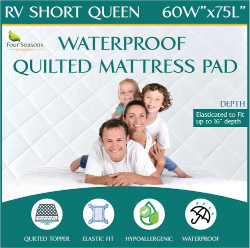 Vista 32 de Protector de colchón acolchado de tamaño individual, protector de colchón impermeable ajustable, cubrecolchón con parte superior acolchada, funda