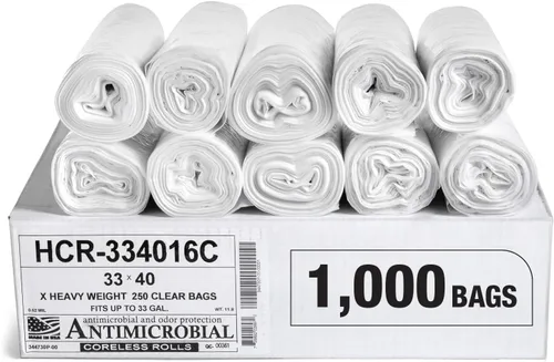 Vista 43 de Aluf Plastics Bolsas de basura de alta densidad, 10 galones, 4000 unidades, 6 micras (eq), 24 x 24 pulgadas, negras, para baño, oficina, industrial