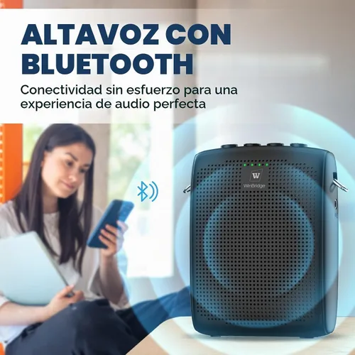 Vista 6 de WinBridge - Amplificador de voz inalámbrico con micrófono de solapa Bluetooth Lavalier para profesores, altavoz portátil y sistema de micrófono