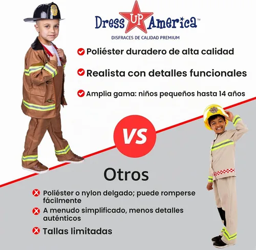 Vista 7 de Dress Up America Disfraz de bombero para niños, disfraz de bombero de juego de rol