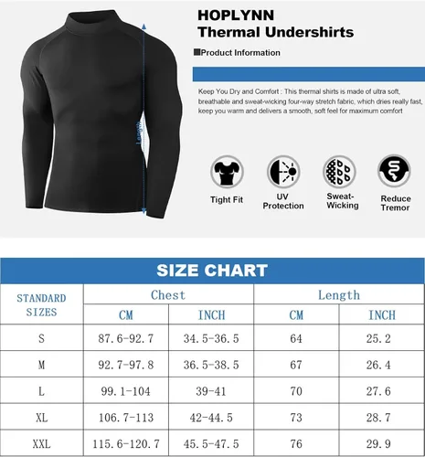 Vista 6 de Paquete de 4 camisas térmicas de compresión de manga larga con cuello alto para hombre
