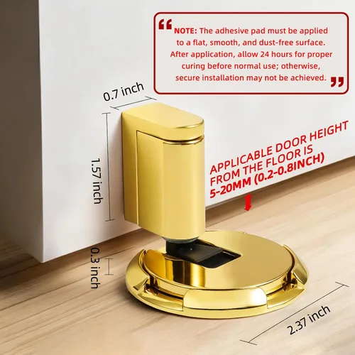 Vista 2 de Tope magnético para puerta, resistente al viento, 1 paquete Tope de puerta sin perforaciones con tornillos y adhesivo para mantener la puerta