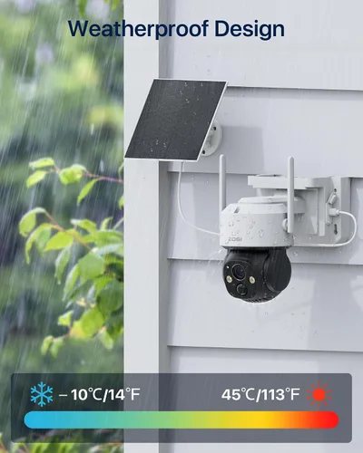 Vista 8 de Cámara de seguridad ZOSI C291 4MP inalámbrica con batería para exteriores con panel solar, cámara panorámica/inclinación de 2.5K 360, seguimiento