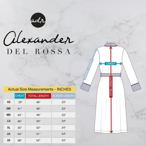 Vista 6 de Alexander Del Rossa Bata de baño larga de punto de algodón suave para mujer con bolsillos, bata de baño larga