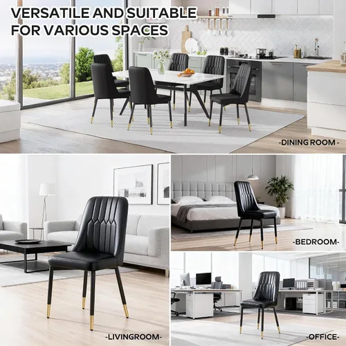 Vista 6 de Juego de mesa de comedor moderno de 51 pulgadas para 4, juego de sillas de mesa de cocina de vidrio para 4, mesa de cocina rectangular con 4 sillas
