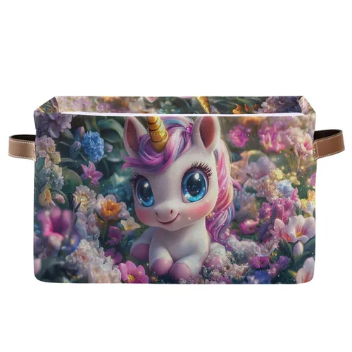 Vista 22 de Emelivor ABC - Contenedor de almacenamiento plegable con asa rectangular impermeable ABC Dinosaurios cesta para almacenamiento cubo organizador