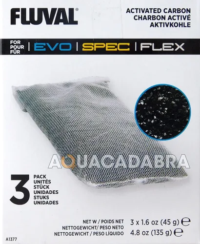 Vista 4 de Fluval Spec/Evo/Flex carbón activado, medios de filtro de acuario de repuesto, paquete de 3, A1377