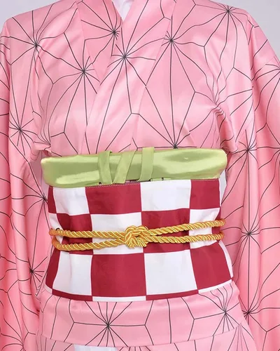 Vista 5 de Nezuko - Disfraz de cosplay para adultos, conjunto completo de kimono de Halloween para mujer
