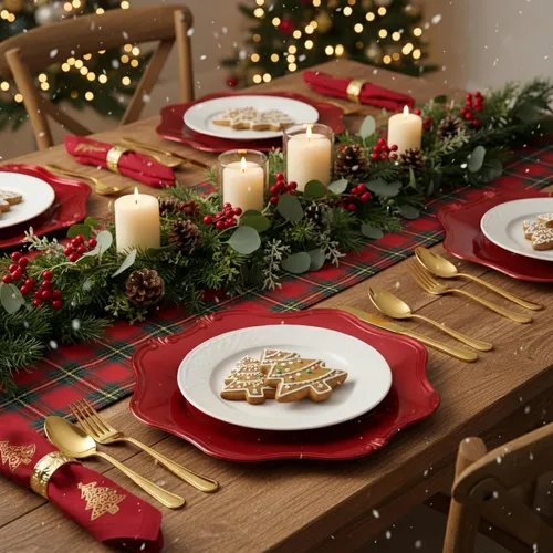 Vista 6 de ZOOFOX Juego de 12 salvamanteles rojos, salvamanteles metálicos de 13" con bordes festoneados para plato de cena, platos de servicio decorativos