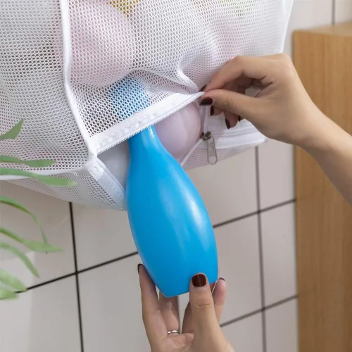 Vista 5 de ALYER Bolsa organizadora de juguetes de baño de malla colgante, organizador grande de almacenamiento para ducha con colgador duradero (negro)