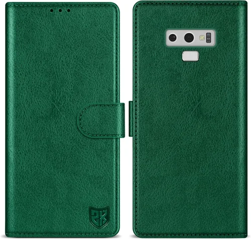 Vista 10 de ZZXX Funda tipo cartera para Samsung Galaxy Note 9 con bloqueo RFID, ranura para tarjetas, función atril, cierre magnético, funda protectora de Negro