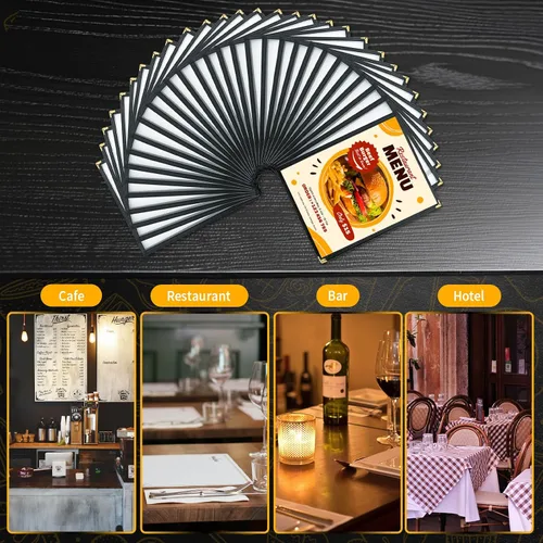 Vista 5 de Fundas de menú de 8.5 x 11 pulgadas Paquete de 30 fundas transparentes para menú de recetas de restaurante para cocina, bebida, vino, cubiertas