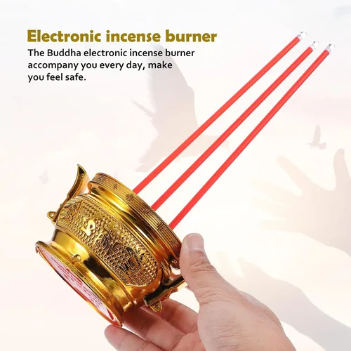 Vista 4 de NUOBESTY Lámpara de vela budista LED eléctrica luz decorativa quemador de incienso soporte budista templo budista Buddha suministros candelabros