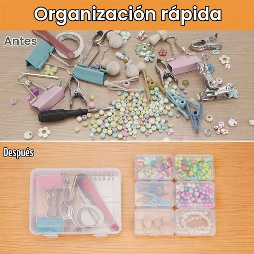Vista 4 de Mathtoxyz Organizadores y almacenamiento de cuentas pequeñas, rectángulo transparente, soporte de cuentas de plástico, cajas transparentes