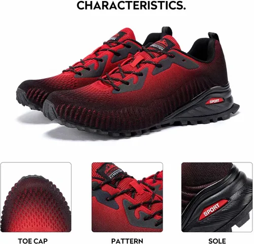 Vista 3 de Kricely Tenis de correr para hombre, para caminar, senderismo, tenis para hombre, tenis cruzado, tenis al aire libre, calzado casual