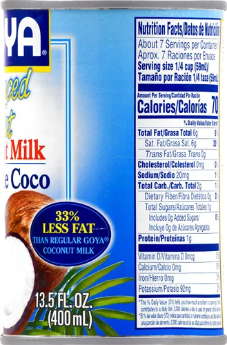 Vista 5 de Goya Foods Leche de coco, grasa reducida, 13.5 onzas líquidas (paquete de 24)
