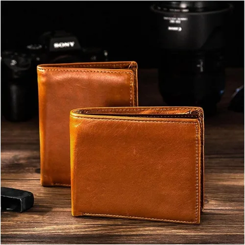 Vista 3 de MOTOZA Men's Wallet Multifunctional Men's Wallet Short Business Wallet (Color Vertical Section-Brown)