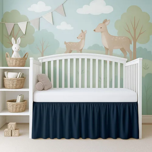 Vista 11 de Cottignton Lane - Falda de cama para cuna con volantes, ropa de cama suave para guardería en 100% algodón natural, estilo plataforma con cobertura