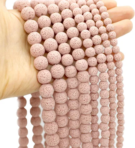 Vista 13 de Oameusa Cuentas redondas sueltas de ágata de piedra volcánica de lava azul de 0.236 in para hacer joyas, 1 hebra de 15 pulgadas, 1 hebra por