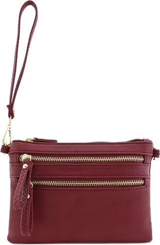 Vista 2 de Bolso de hombro cruzado con múltiples bolsillos y cremallera y correa de muñeca pequeña