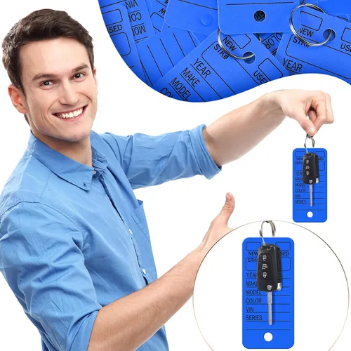 Vista 5 de Gersoniel 500 etiquetas para llaves con etiquetas, etiquetas para llaves de concesionario de automóviles con anillos, etiquetas en blanco