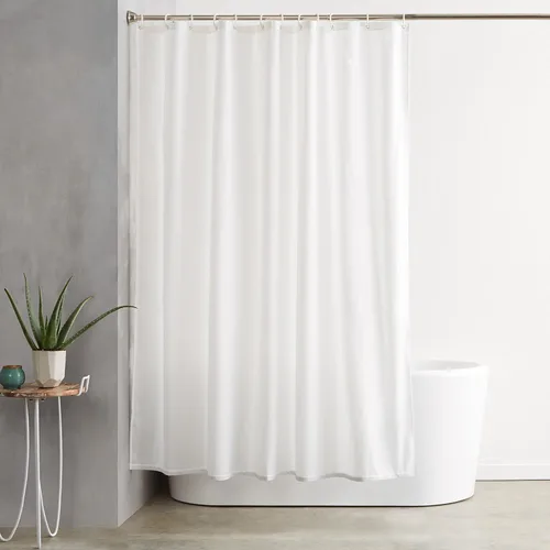 Vista 11 de Amazon Basics Cortina de ducha ligera súper suave y de fácil cuidado con textura de gofre, 72 x 72 pulgadas, color blanco (paquete de 8)