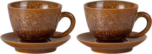 Vista 8 de Juego de 2 tazas de té y platillos KAMMAK, tazas de café de porcelana, 7.5oz tazas de expreso con esmalte cristalino, tazas de cerámica demitaza