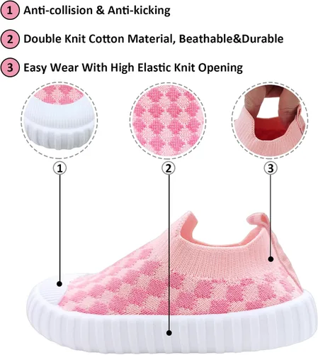 Vista 3 de SEBELLST Zapatos de bebé para niños y niñas, zapatillas antideslizantes y transpirables, suela plana de goma suave, zapatillas de malla casual